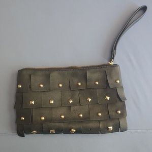 Black and gold stud wristlet